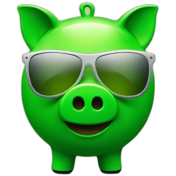 green piggybank with sunglasses emoji