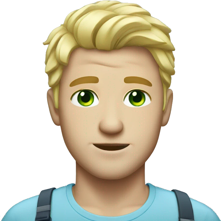 male portrait with blonde hair and green mix with blue eyes  emoji