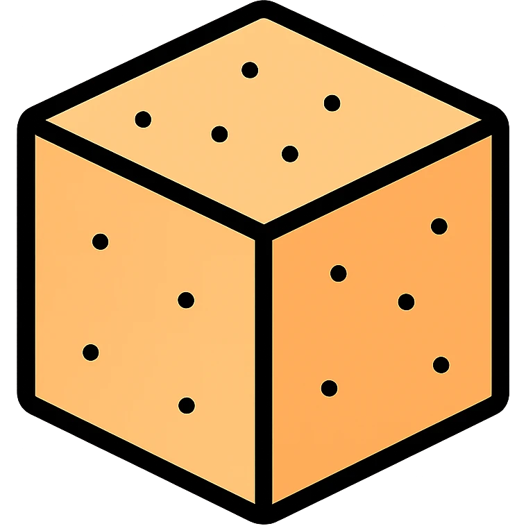 realistic sugar cube icon with color and black outlines emoji