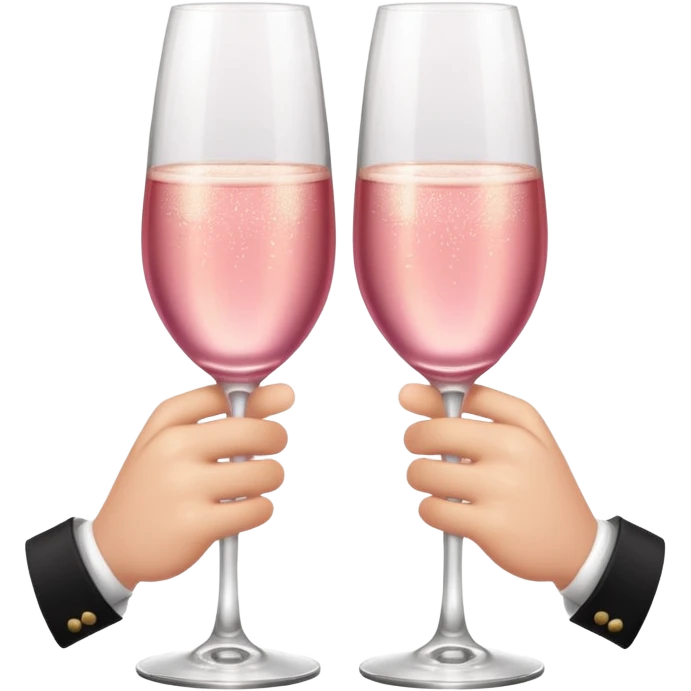 champagne glasses with pink champagne giving cheers with two hands five fingers emoji