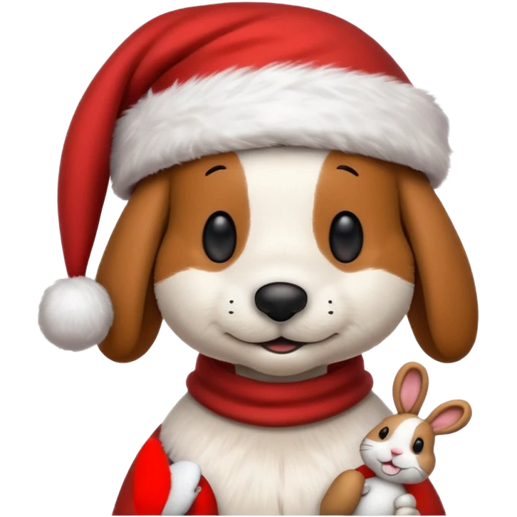 Snoopy wearing and Christmas hat human rabbit emoji