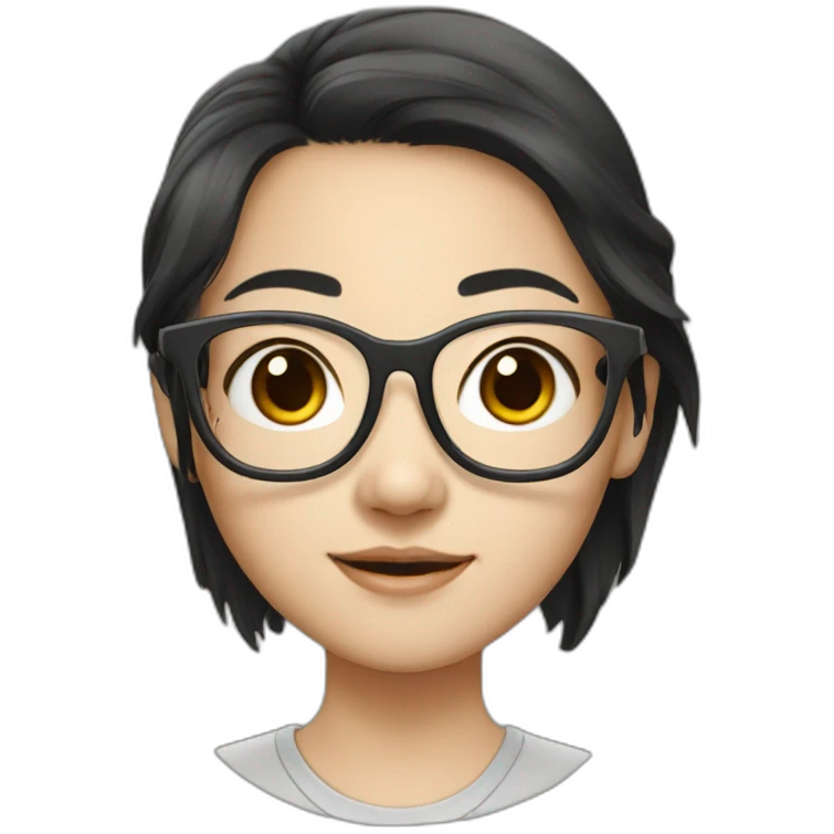 a Chinese girl student with black hair glasses emoji