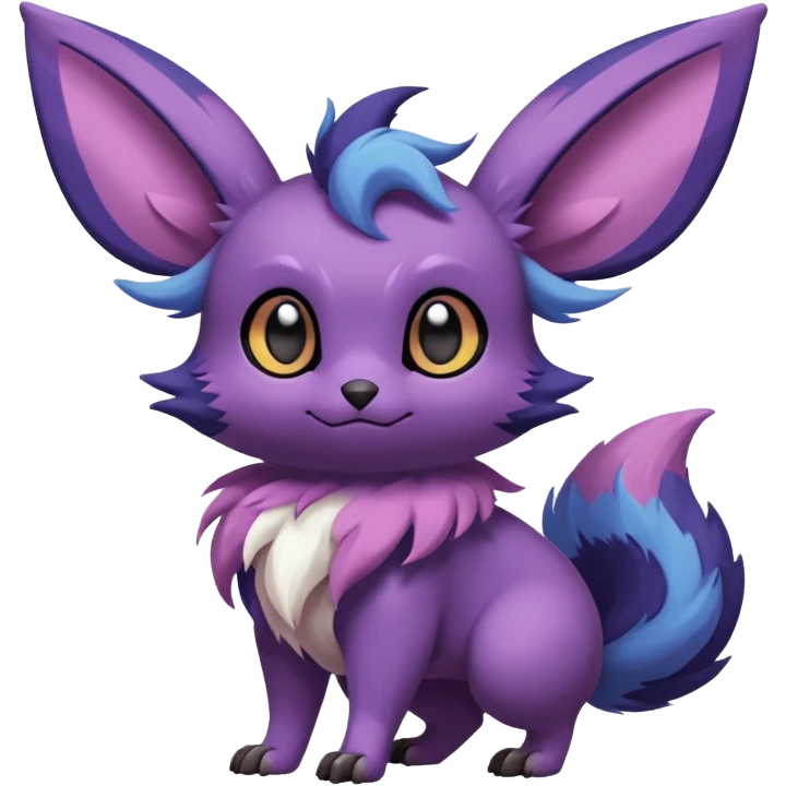 Rare exotic cute epic aestheti-Eevee-Noibat-species-Fakemon-hybrid-creature, with markings, full body emoji
