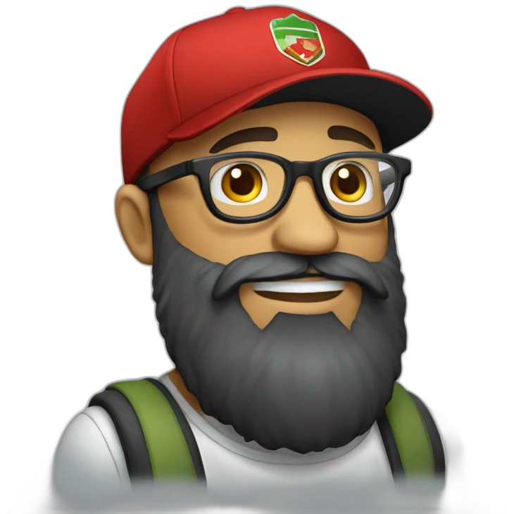 bearded portuguese designer with glasses and a red vans cap emoji
