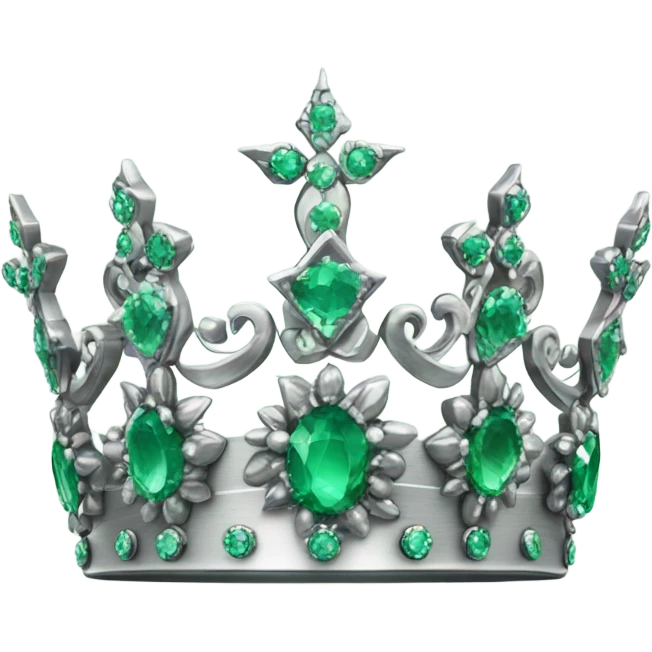 Silver crown with flowers made of emeralds emoji