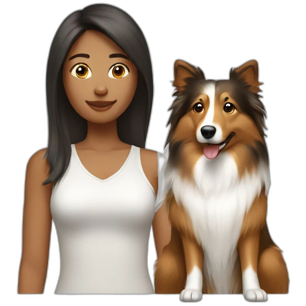 yong woman and sheltie emoji
