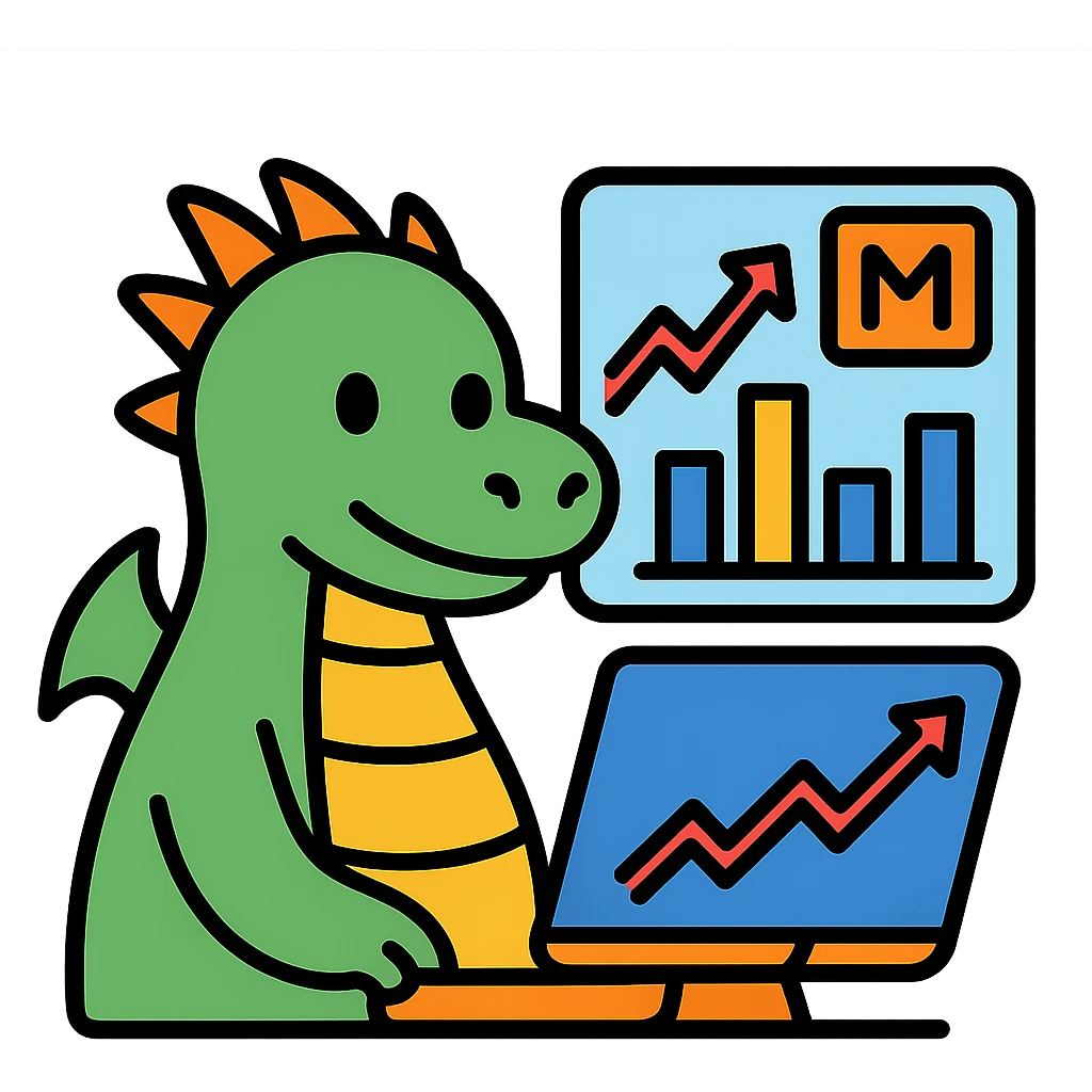 A dragon looking at Moscow stock exchange charts emoji