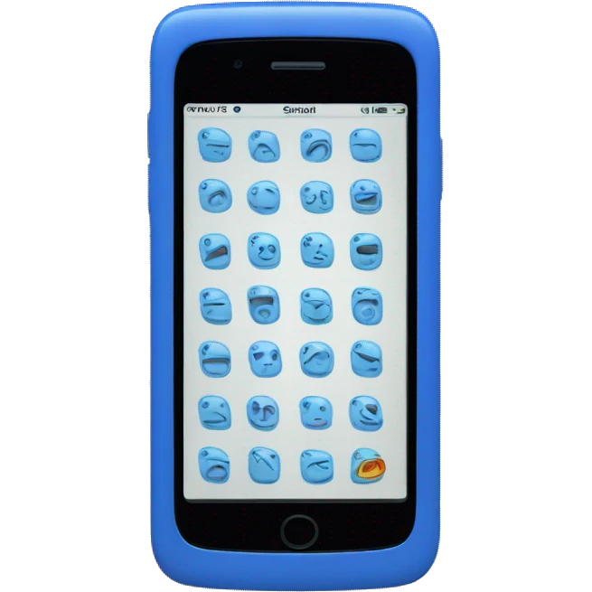 phone mobile with a blue "K" as logo in the screen without any faces emoji