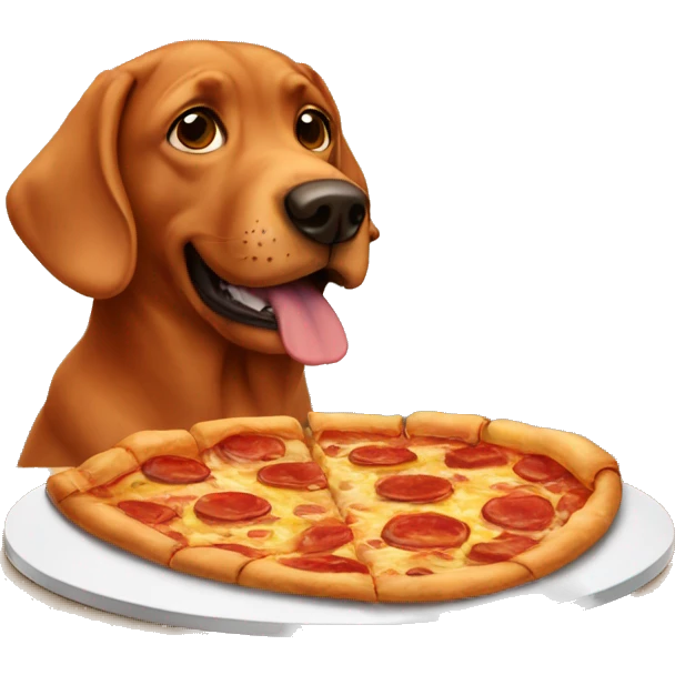 Red lab eating pizza emoji