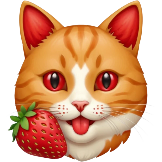 Cat eating a strawberry  emoji