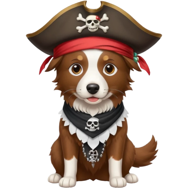Pirate brown border collie full body  emoji