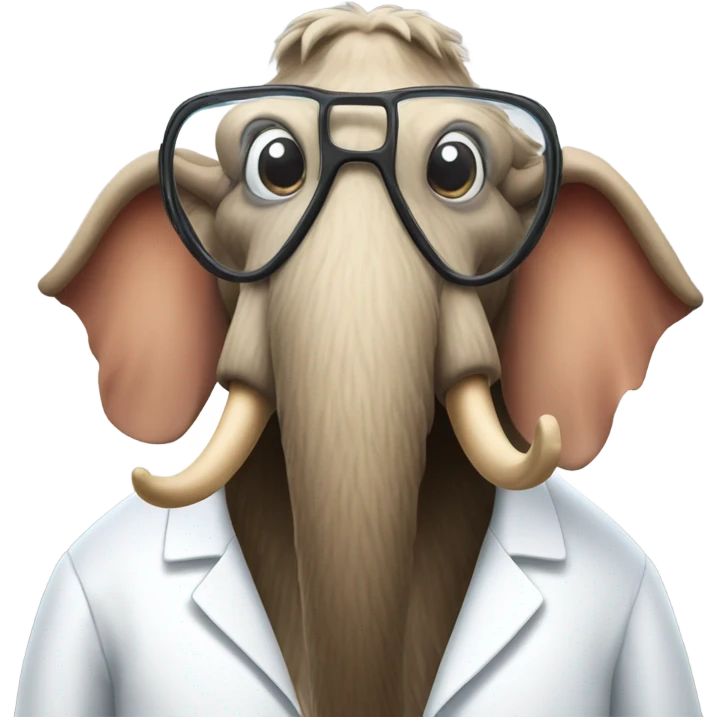 Mammoth wearing a lab coat and goggles emoji