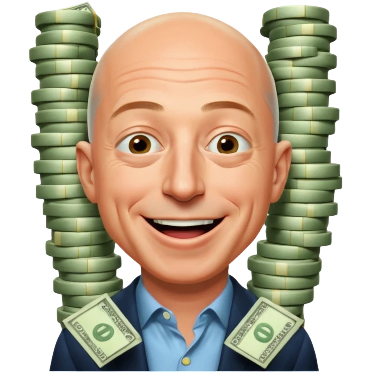 jeff bezos sniff money and laughing like madman emoji