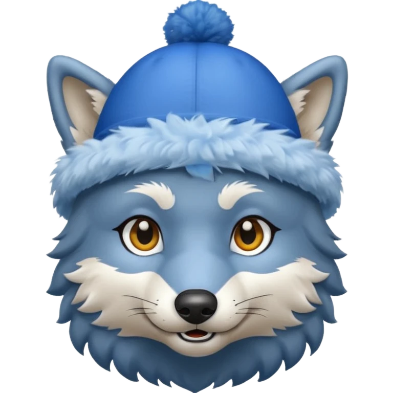 Gray Wolf with blue hat emoji