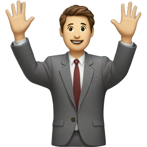 two people with blazer waving hands emoji