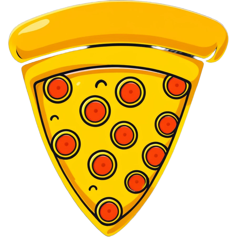 shiny golden pizza slice with gold toppings emoji