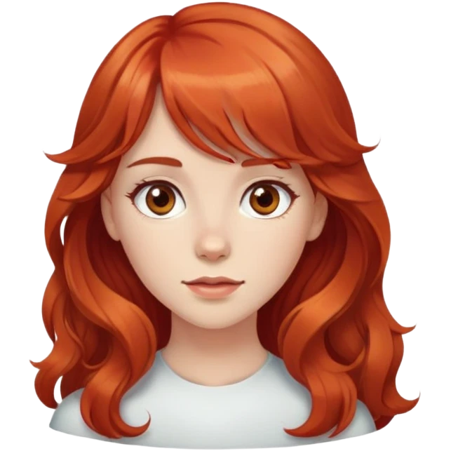 White red-haired girl with wavy long hair, brown eyes, and bangs emoji