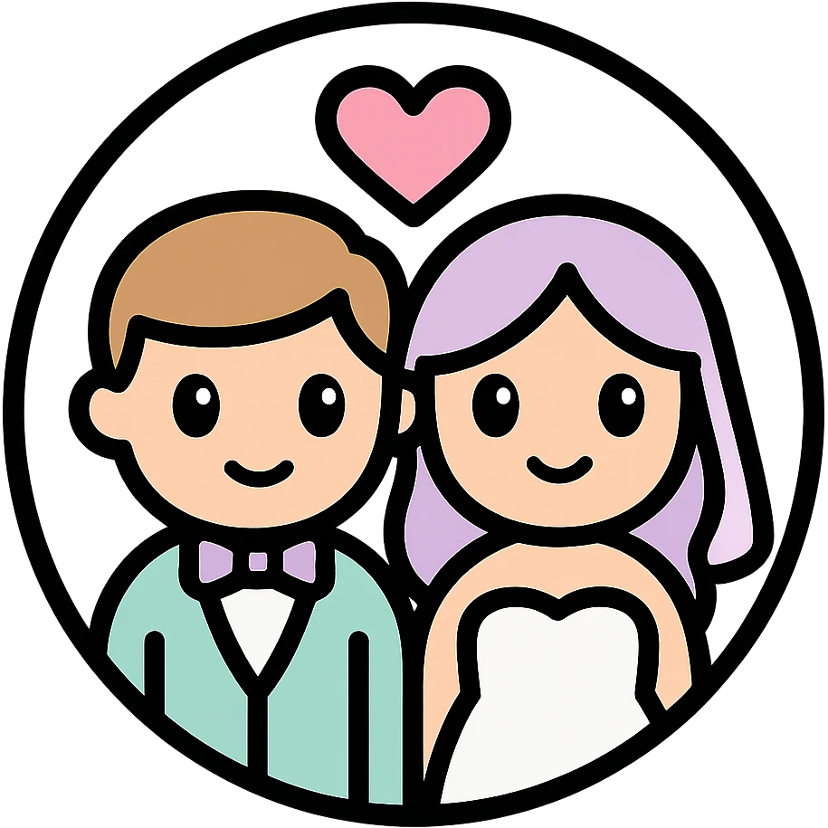 little alchemy style icon
subject: marriage
border: medium-black
shape: round, circular
background: white
style: full color fill with medium black outlining emoji