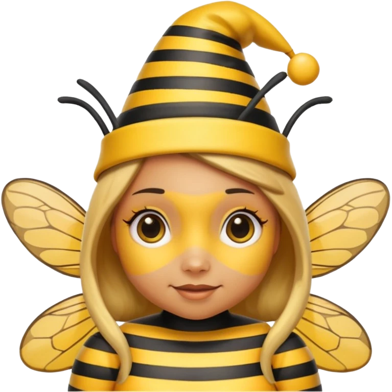 female bee with party cap emoji