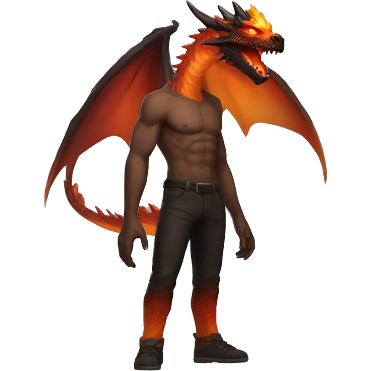  Full Body Legendary Cool Edgy Brown-Black-Red-Orange-gradient Magma-Lava-Volcano-Dragon emoji