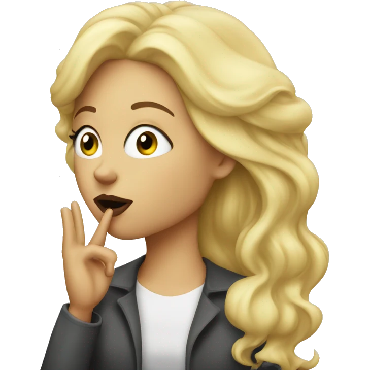 A blonde woman blowing a kiss emoji