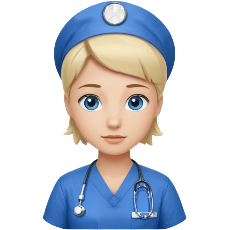 Nurse blue eyes short blond blue scrubs emoji