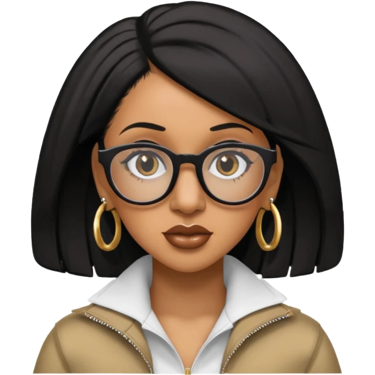 rapper Cardi B black hair wear glasses emoji