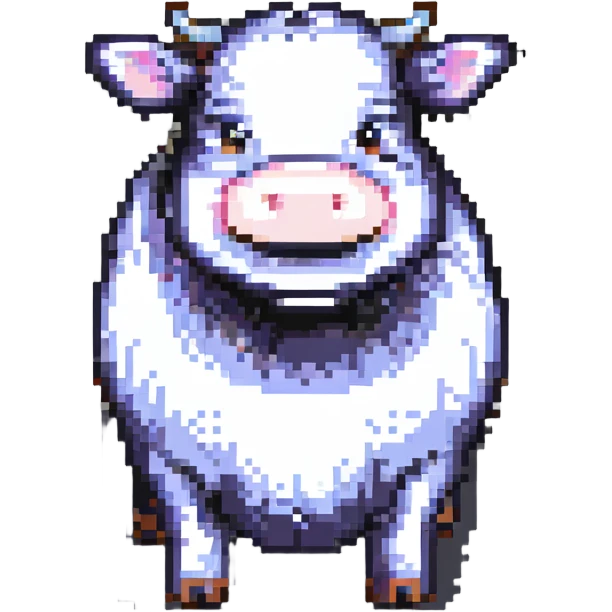 smiling cow, pixel art style emoji
