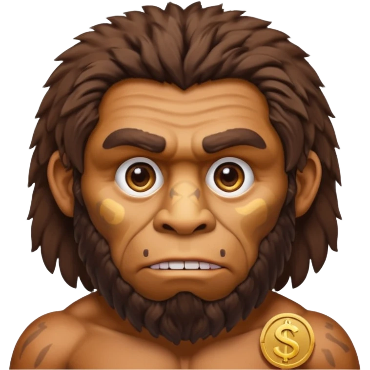 neanderthal con emojis de dolares en los ojos emoji