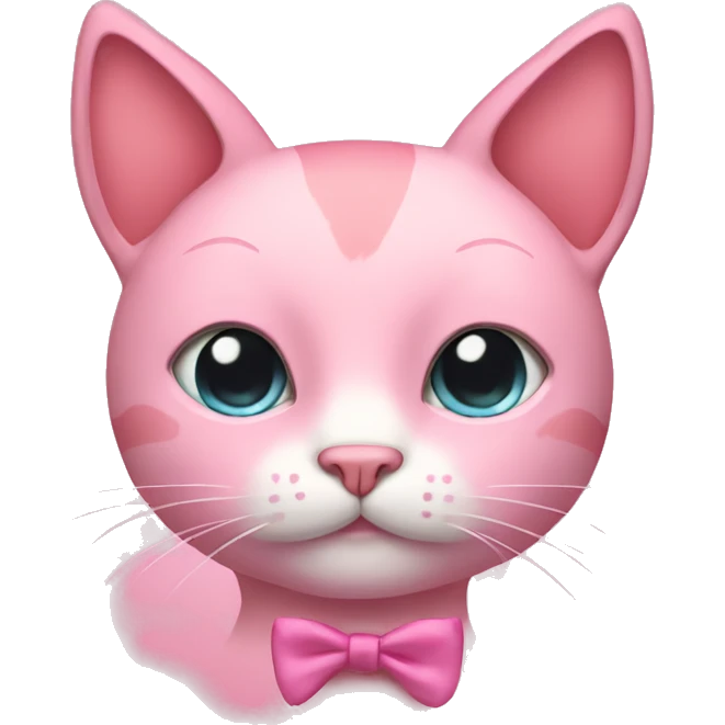 pink cat with bows on ears emoji