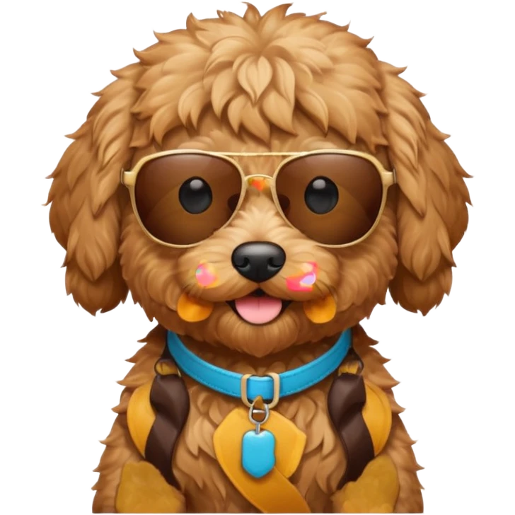Mini goldendoodle wearing sunglasses  emoji