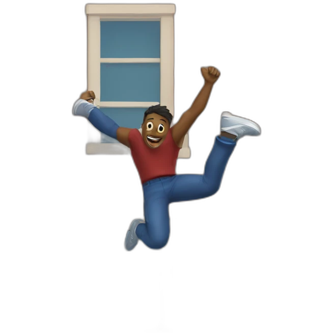 Guy jumping out of the bar window emoji