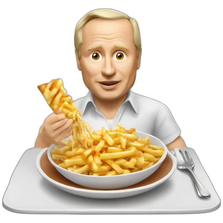 Vladimir Poutine qui mange une poutine emoji