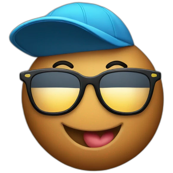 Poop emoji in sport sunglasses and sport cap emoji