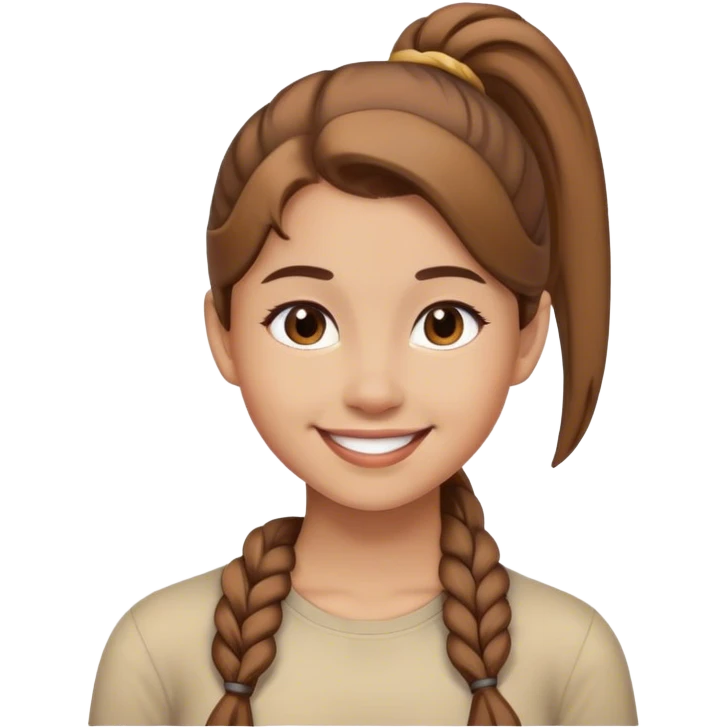 Smiling girl with brown ponytail  emoji