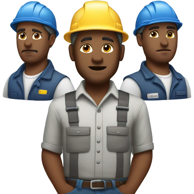 blue collar workers photorealistic serious emoji