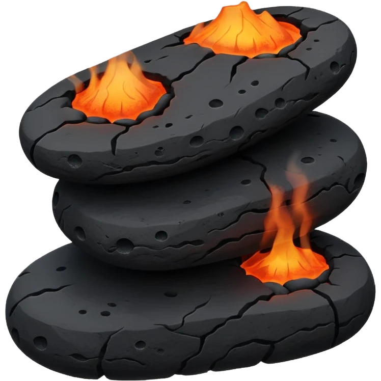three stacked lava stones with a hint of steam emoji