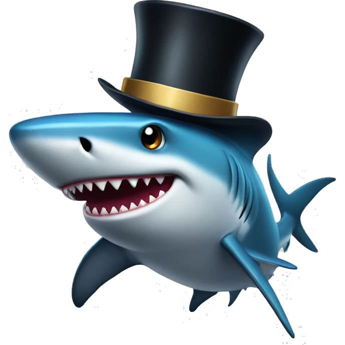 Shark with a top hat emoji