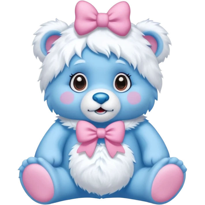 blue girl care bear yeti with bow emoji