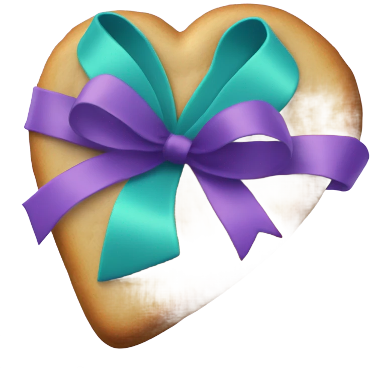 Heart cookie with teal purple support ribbon emoji