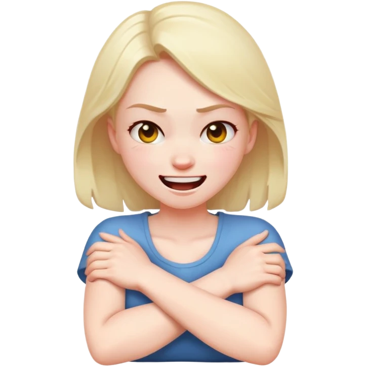 girl angry and laughing with arms crossed around her neck  emoji