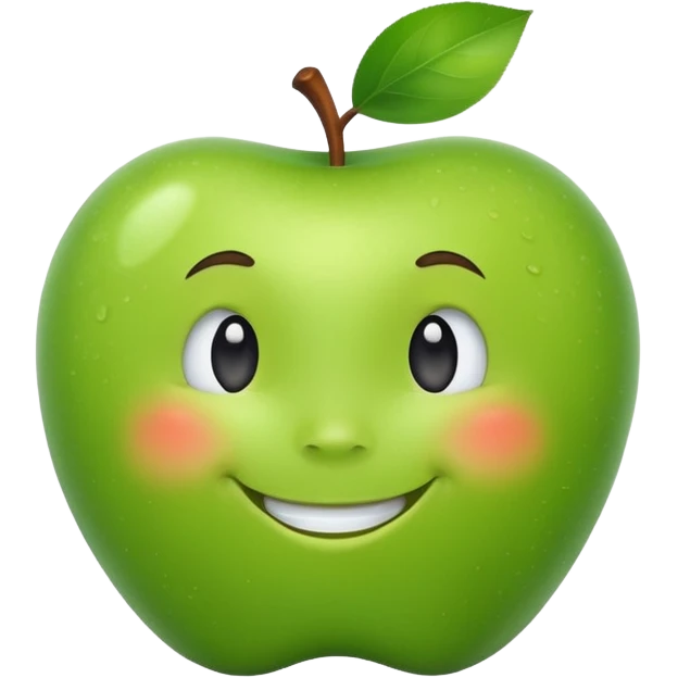 create a happy green apple with a face emoji