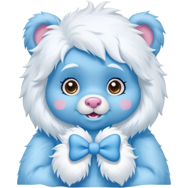 blue girl care bear yeti with bow emoji