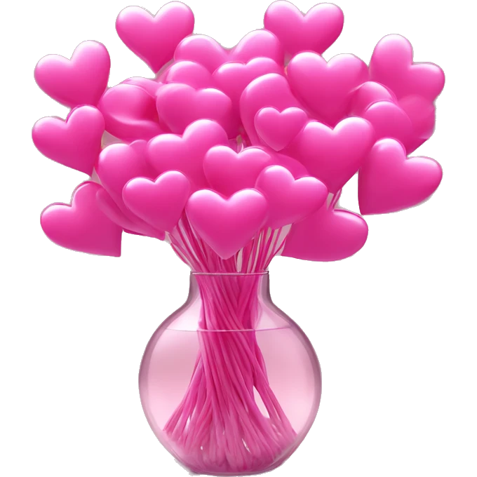 10000000 huge pink hearts on stems in a clear glass vase emoji