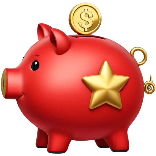 red golden piggybank emoji