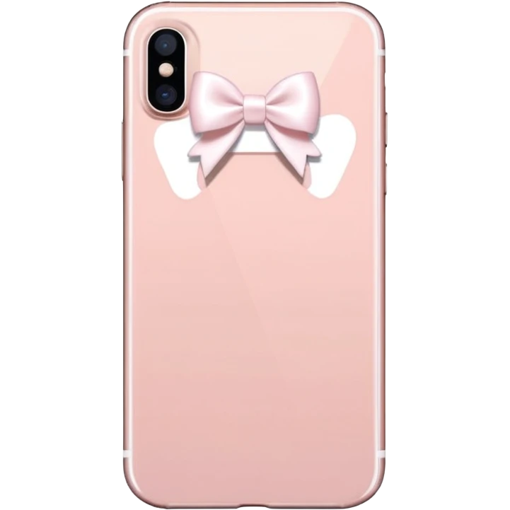 Blush pink IPhone 15 with tiny white bows on the back emoji