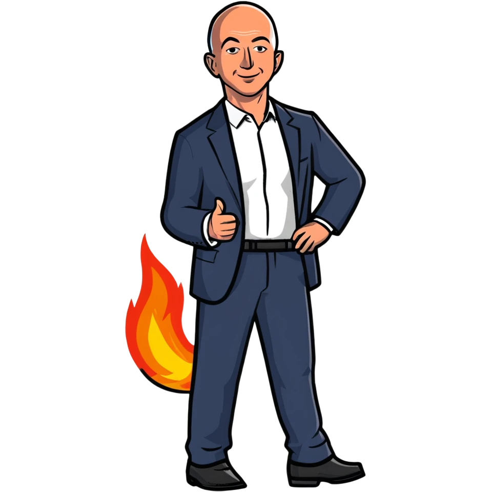 Jeff Bezos with his butt on fire emoji
