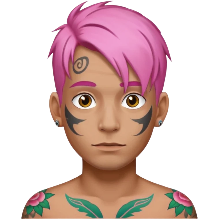 pink haired man and face tattoos emoji