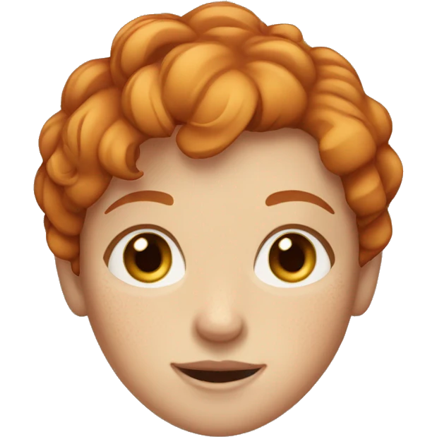 Ginger girl with short hair and freckles with brown eyes emoji
