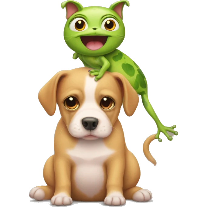 Dog combines with cat with a frog tail and a pig body emoji